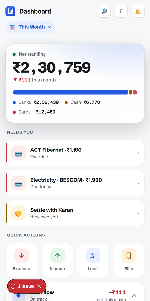 Ledgerly dashboard